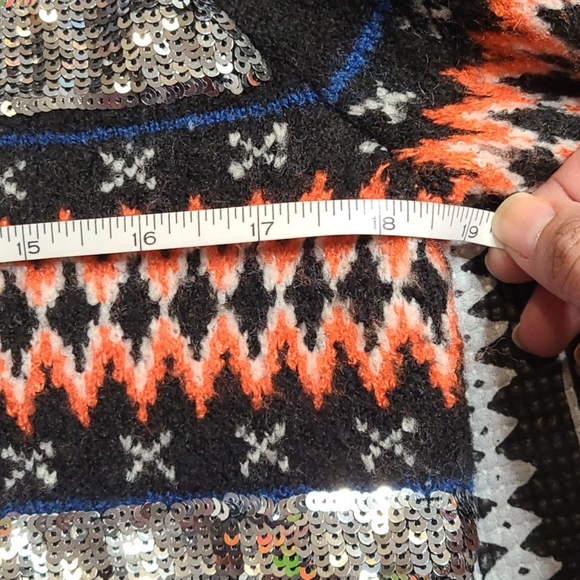 TOPSHOP Sequin Stripe Aztec Fair Isle Sweater 8 - Picture 5 of 8